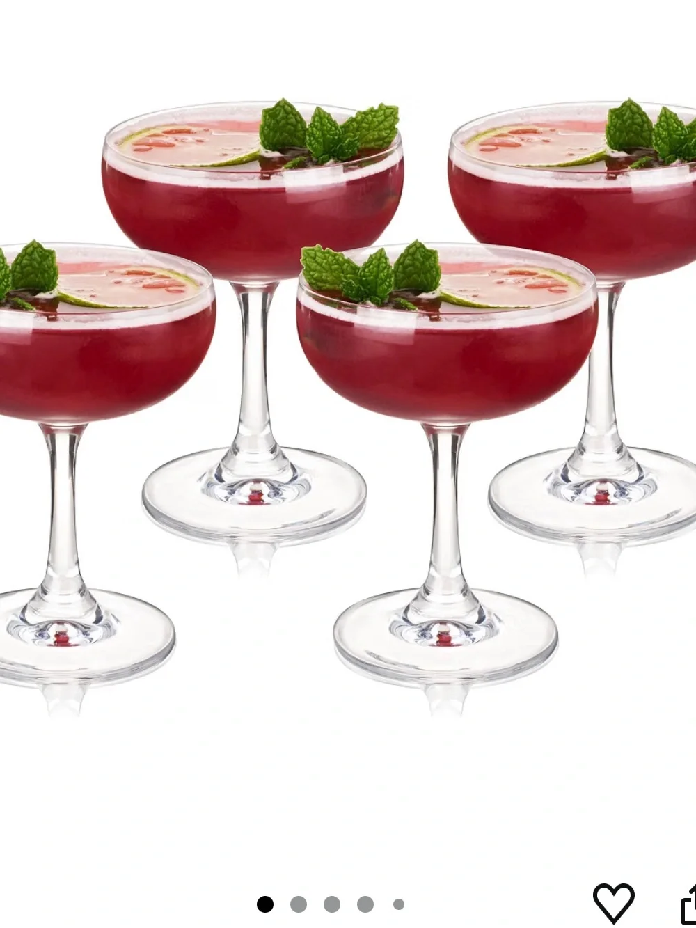 Clear Glass Coupe Cocktail Glasses - Set of 4